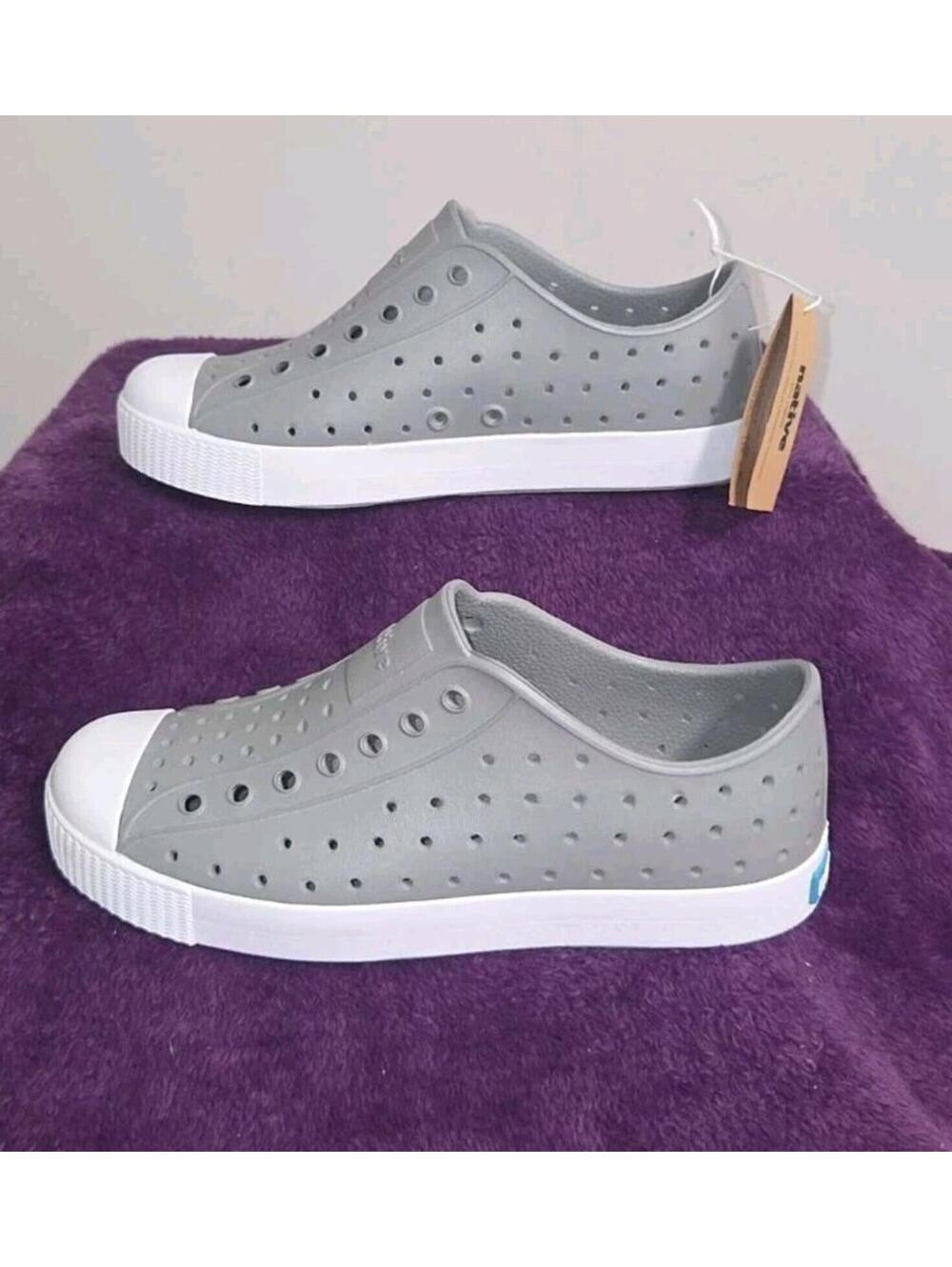 Kid's Native Jefferson Slip On Pigeon Grey/Shell White Shoes - Size J2